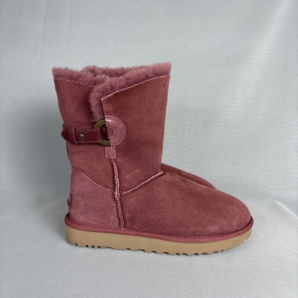 Women's UGG Boots Size 8 Classic Short Nash Not Burgundy Festival Boho - Picture 8 of 15